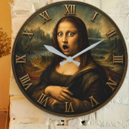 Relógio Grande Funny Shocked Mona Lisa