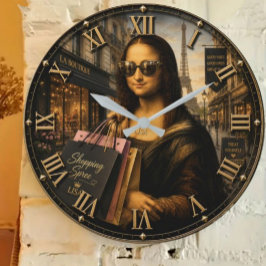 Relógio Grande Funny Shopping Mona Lisa Fashion Lover Paris Style