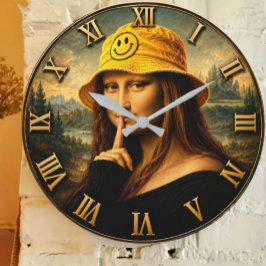 Relógio Grande Funny Smiley Mona Lisa Happy Bucket Hat Renaissan