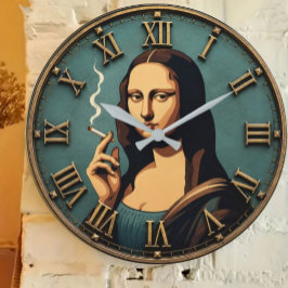 Relógio Grande Funny Smoking Mona Lisa