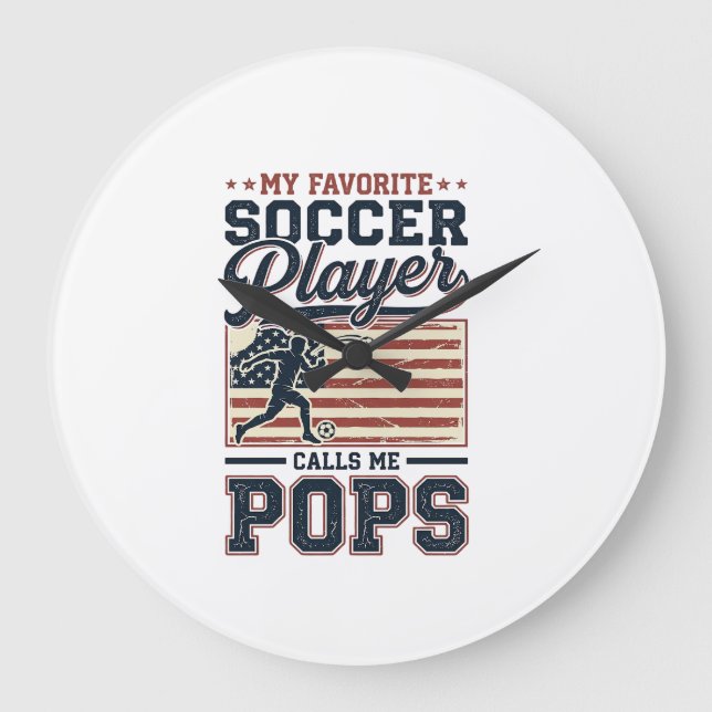 Relógio Grande Funny Soccer Pops Vintage Engraving Shirt Design_1 (Frente)