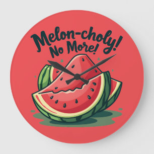 Relógio Grande Funny Watermelon Pun "Melon Choly No More"