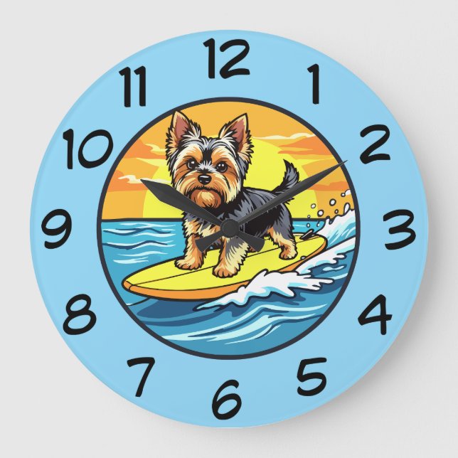 Relógio Grande Funny Yorkshire Terrier Dog Theme Wall Clocks (Frente)