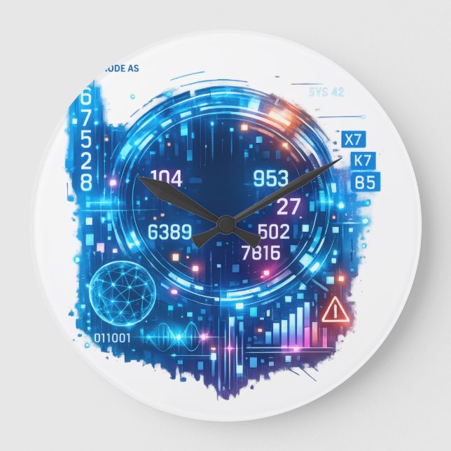 Relógio Grande Futuristic Cyber HUD Wall Clock – Digital Interfac (Frente)