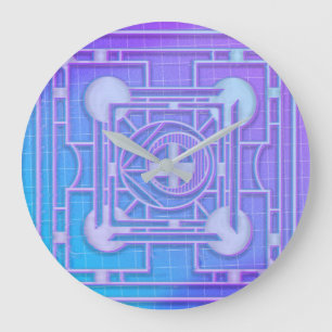 Relógio Grande Futurística Neon Vaporwave Abstrato Geométrico