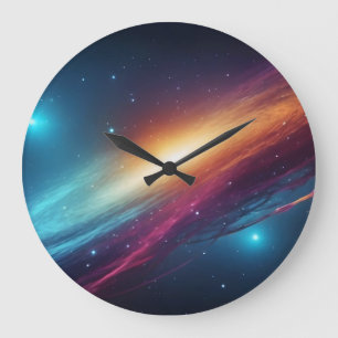 Relógio Grande Galáxia Cósmica Épica Neon Abstrato Supernova Bril