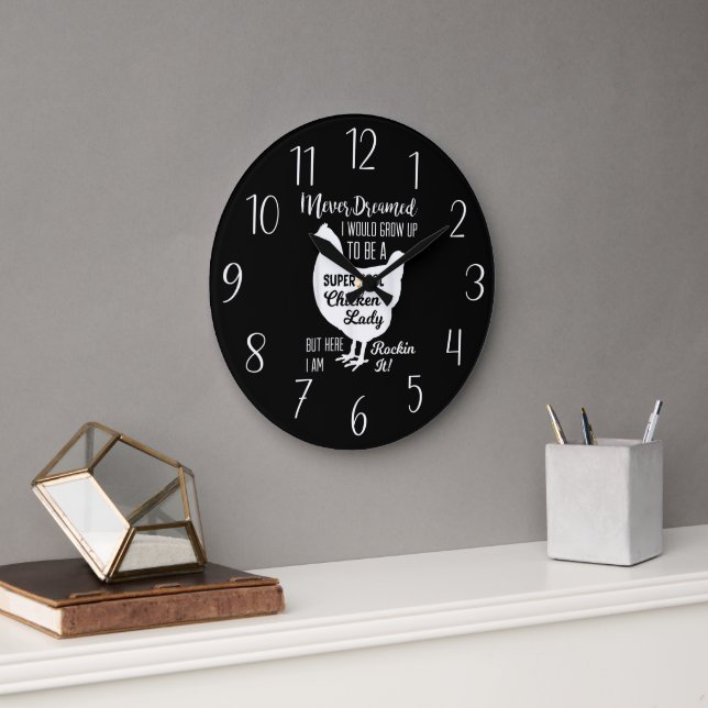 Relógio Grande galinha engraçada amante arte vocal Large Clock (Escritório)
