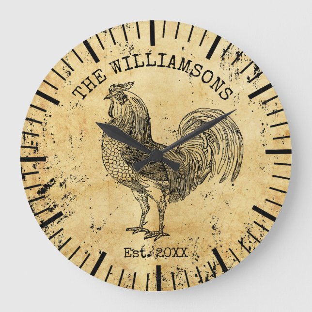 Relógio Grande Galinha Fazenda de Nome Antiquado da Família Rusti (Frente)
