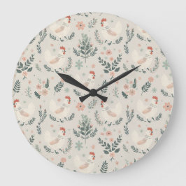 Relógio Grande Galinha no Jardim