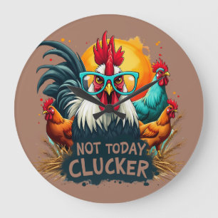 Relógio Grande Galinheiro Engraçado "Não Hoje Clucker" Arte de Vi