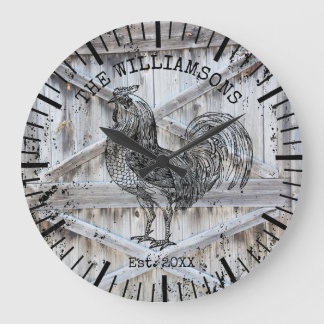 Relógio Grande Galo de Fazendas da família russa Vintage Wood