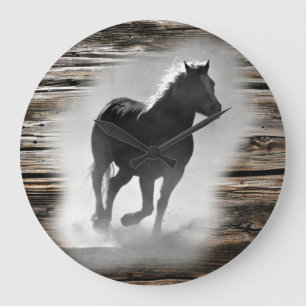 Relógio Grande Galopagem de Cavalos Selvagens