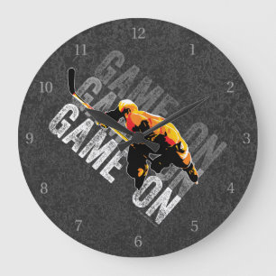 Relógio Grande Game On (Hockey) Large Clock (Relógio Grande)