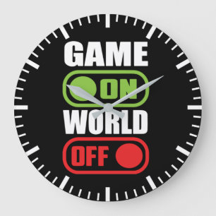 Relógio Grande Game On, World Off - Engraçada Jogadora De Vídeo,