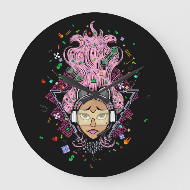 Relógio Grande Gamer Girl (Frente)