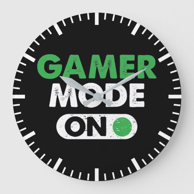 Relógio Grande Gamer Mode On - Funny Video Gamer, Gaming Humor (Frente)