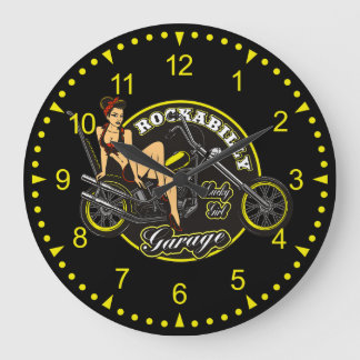 Relógio Grande Garagem Pinup Babe Rockabilly