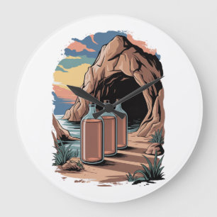 Relógio Grande Garrafas Perto Da Entrada De Uma Caverna