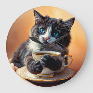 Relógio Grande Gatinho De Olhos Azuis E Gelado