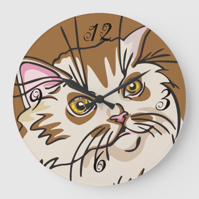 Relógio Grande Gatinho Wall Clock (Frente)
