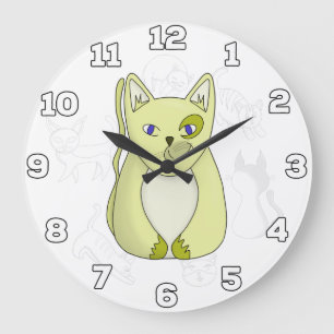 Relógio Grande Gato Amarelo com Sorriso travesso