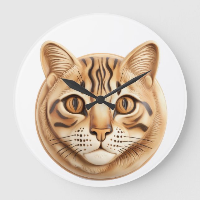 Relógio Grande Gato Bengal 3D Inspirado (Frente)