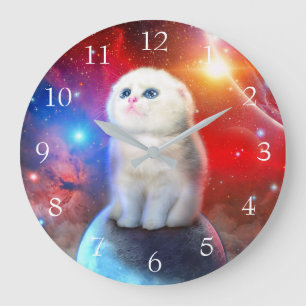Relógio Grande Gato chorando no espaço