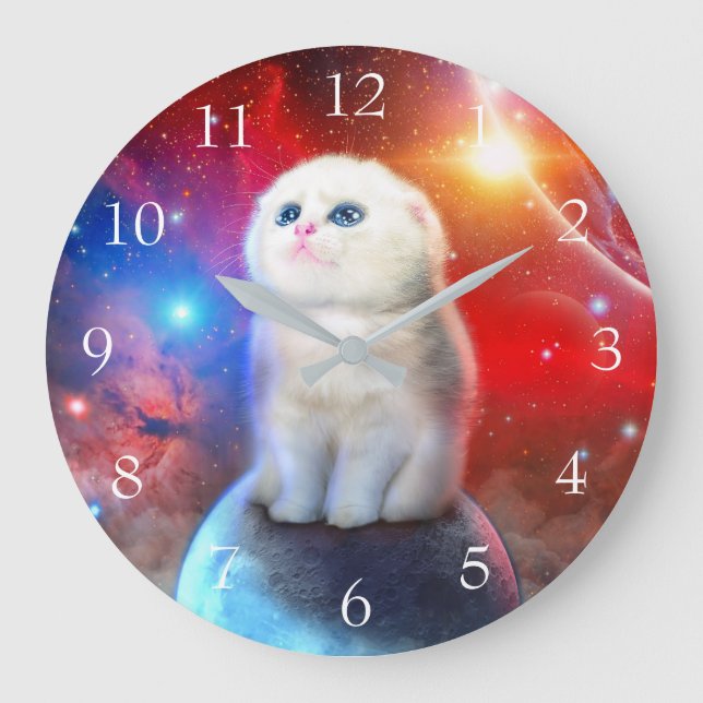 Relógio Grande Gato chorando no espaço (Frente)