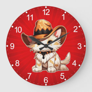 Relógio Grande Gato com Clipart-85247 de Chapéu Ocidental