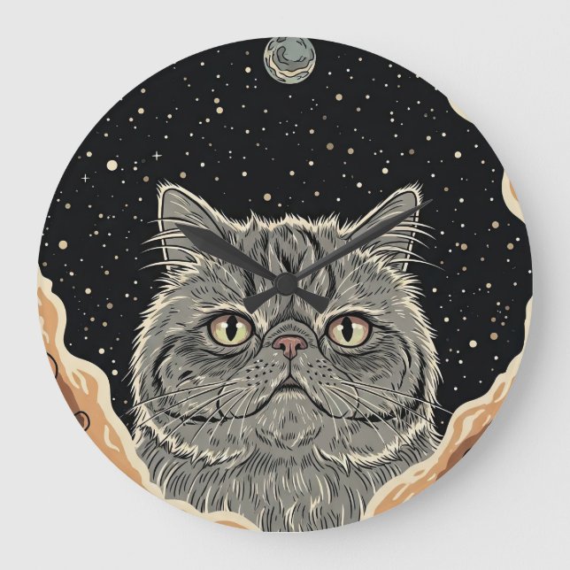 Relógio Grande Gato Cósmico (Frente)