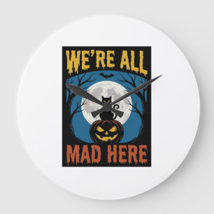 Relógio Grande Gato da Lua do Halloween Estávamos Todos Loucos Aq