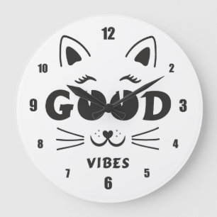 Relógio Grande Gato de Cara de Boas Vibrações Modernas - Tipograf