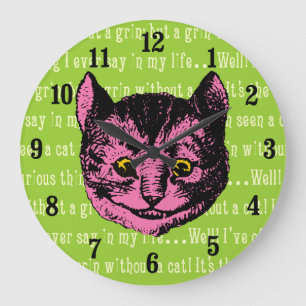 Relógio Grande Gato de Cheshire Vintage Personalizável