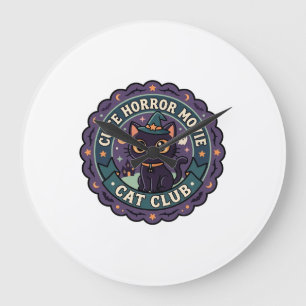 Relógio Grande Gato de Filme de Terror Fofo Camiseta de Gato Fofo
