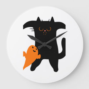 Relógio Grande gato de Halloween assustado