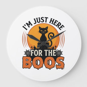 Relógio Grande Gato de Halloween Estou Aqui Apenas para os Vaias