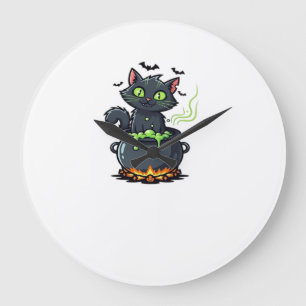 Relógio Grande Gato de Halloween Felino Assustador e Elegante Ins