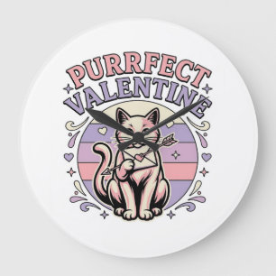 Relógio Grande Gato de São Valentim Perfeito Amor Vintage Vect