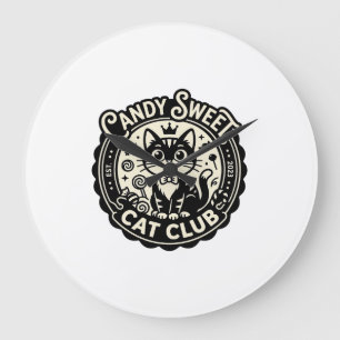 Relógio Grande Gato Doce Doce Gato Engraçado Gráfico - Clube do G