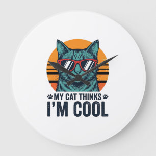 Relógio Grande Gato Engraçado Acha Que Sou Legal Vintage