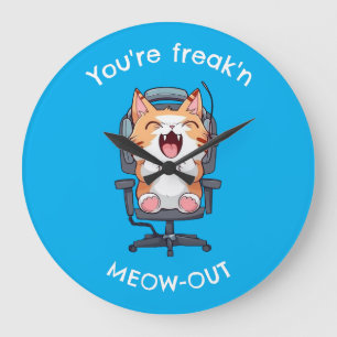 Relógio Grande Gato Engraçado Freak'n Meow Out
