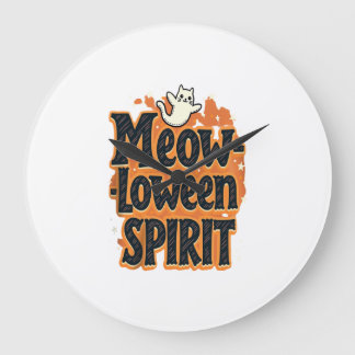 Relógio Grande Gato Espírito Meow-loween
