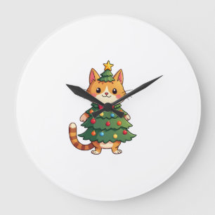 Relógio Grande Gato Gengibre Árvore de Natal Natal Fofo 4