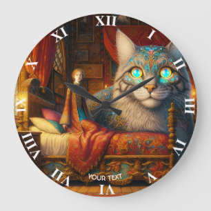 Relógio Grande Gato Idiota Fantasy Cute Girl