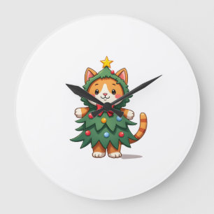 Relógio Grande Gato Laranja Árvore de Natal Natal Fofo 3