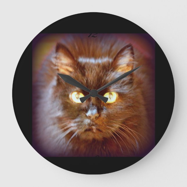 Relógio Grande Gato negro (Frente)
