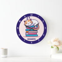 Gato numa Pilha de Livros Literário Personalizado