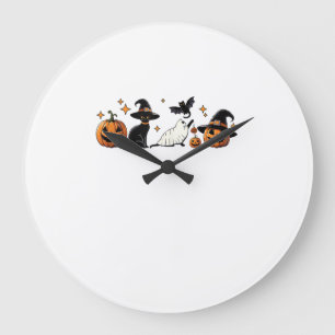 Relógio Grande Gato Preto Halloween Abóbora Boo Fantasma Bruxa As
