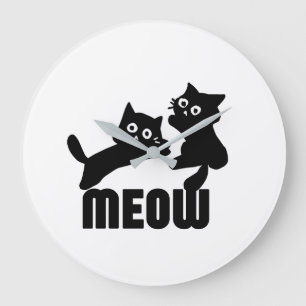 Relógio Grande gato preto, miau