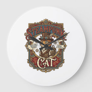 Relógio Grande Gato Steampunk Vintage Steampunk Gato